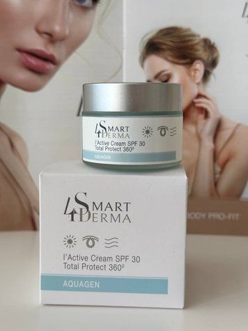 Зволожувальний крем з церамідами SPF30 для сухої та нормальної шкіри Smart4Derma Aquagen I'ACTIVECREAM SPF 30 TOTAL PROTECT 360˚ 000270 фото