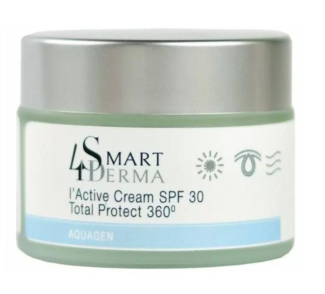 Зволожувальний крем з церамідами SPF30 для сухої та нормальної шкіри Smart4Derma Aquagen I'ACTIVECREAM SPF 30 TOTAL PROTECT 360˚ 000270 фото