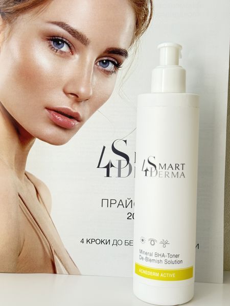 Мінеральний себорегулюючий тонер Smart4Derma Acne Derm Active Mineral BHA-Toner De-Blemish Solution 000261 фото