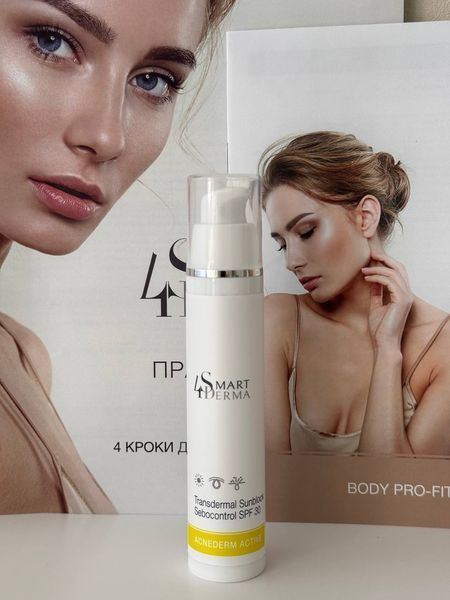 Трансдермальний санблок СПФ 30 Smart4Derma Acne Derm Active Transdermal Sunblock Sebocontrol Cream SPF 30  000262 фото