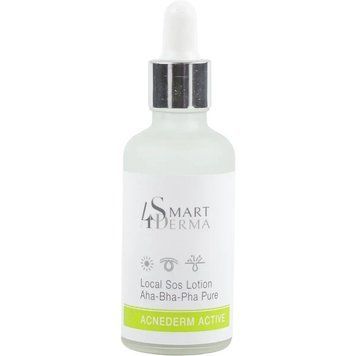 Мультикислотна локальна присушка проти акне Smart4Derma Acne Derm Active  Local SOS Lotion AHA-BHA-PHA Pure 000264 фото